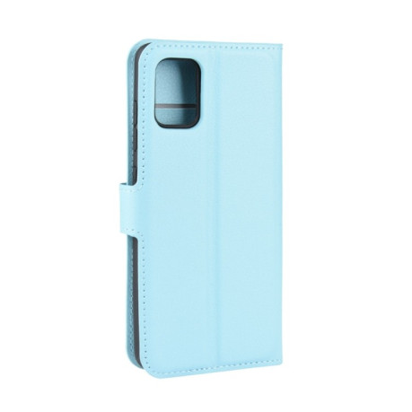 Чехол-книжка Litchi Texture на Samsung Galaxy A71 - голубой
