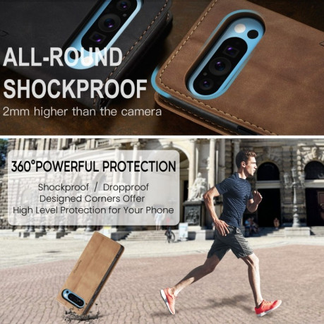 Чохол-книжка CaseMe-013 Multifunctional на Google Pixel 9 Pro XL - коричневий
