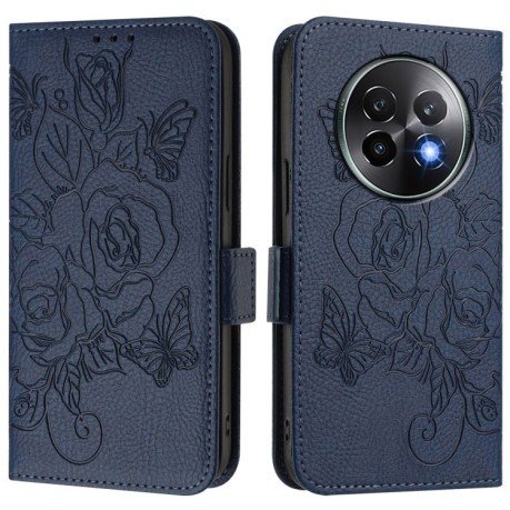 Чехол-книжка Embossed Rose RFID Anti-theft Leather для Realme 13+ 5G/13 Pro 5G/13 Pro+ - синий