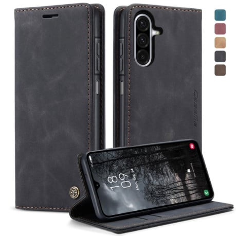 Чехол-книжка CaseMe-013 многофункциональный с кармашком на карт на Samsung Galaxy A17 4G - черный