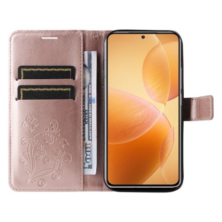 Чехол-книжка Embossed Butterfly для Xiaomi 14T Pro - розовое золото