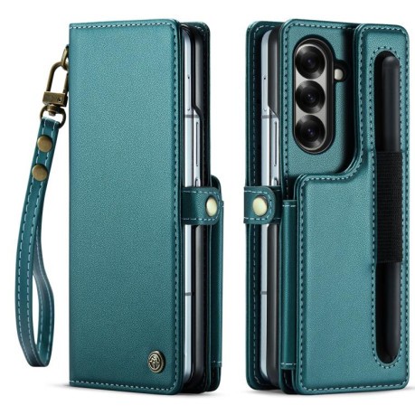 Чехол-книжка CaseMe C22 Card Slots Holder RFID Anti-theft для Samsung Galaxy Fold 7 - зеленый