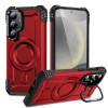 Противоударный чехол MagSafe Lens Holder PC Hybrid TPU для Samsung Galaxy S25+ 5G - красный