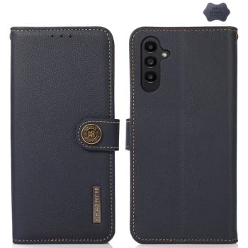Шкіряний чохол-книжка KHAZNEH Custer Genuine для Samsung Galaxy S24 - синій
