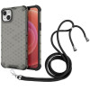 Противоударный чехол Honeycomb with Neck Lanyard для iPhone 14 Plus - черный