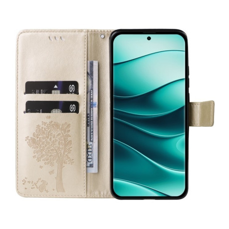 Чохол-книжка Happy Cat Pattern для Xiaomi Redmi Note 14 Pro / 14 Pro+ 5G - золотий