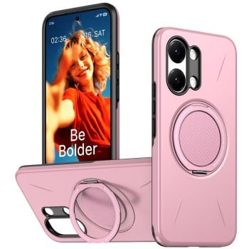 Чехол Metal Rotation Holder MagSafe TPU Hybrid PC с металлическим поворотным держателем и MagSafe на Xiaomi Redmi Turbo 5 Max 5G / Poco X8 Pro Max 5G — розовый