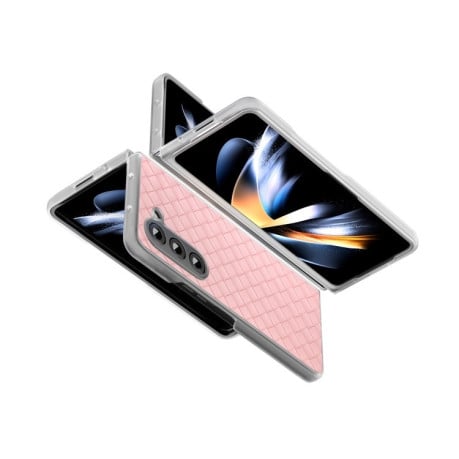 Протиударний чохол Woven Texture Frosted Translucent Frame для Samsung Galaxy Fold 6 5G - рожевий