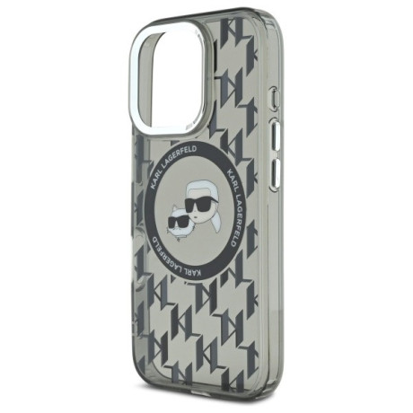 Оригінальний чохол Karl Lagerfeld IML Monogram Karl &amp; Choupette Head MagSafe для iPhone 16 Pro - Black