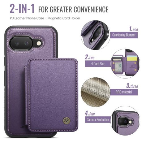 Чехол JEEHOOD J05 Business Magnetic Style RFID Leather для Google Pixel 9a - фиолетовый