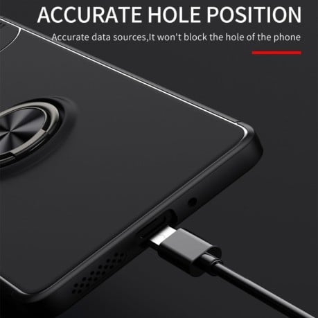 Ударозащитный чехол Metal Ring Holder для Xiaomi Redmi Note 13 Pro 4G / Poco M6 Pro 4G - черный