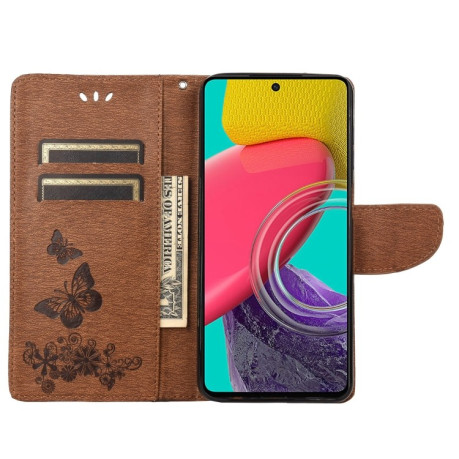Чохол-книжка Floral Butterfly для Samsung Galaxy M53 5G - коричневий