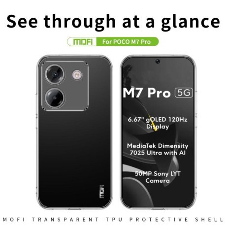 Ультратонкий чехол MOFI Ming Series для Xiaomi Poco M7 Pro - прозрачный