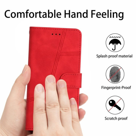 Чехол-книжка Stitching Skin Feel для iPhone 16 Plus - красный
