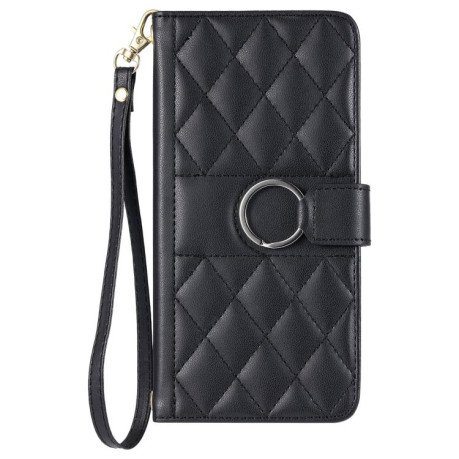 Чехол-книжка Ring Buckle Rhombic Leather для Google Pixel 9a - черный