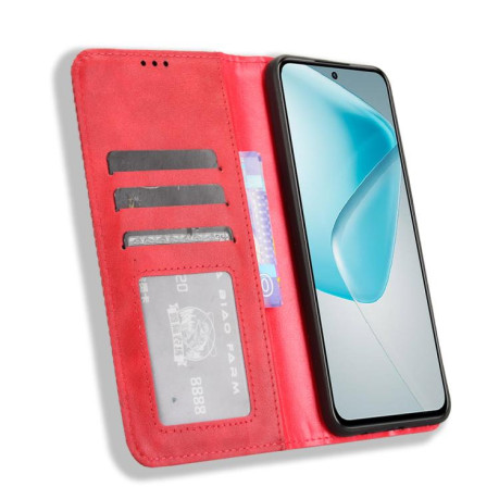 Чехол-книжка Magnetic Buckle Retro Crazy Horse Texture на Infinix Hot 50 Pro+ 4G - красный