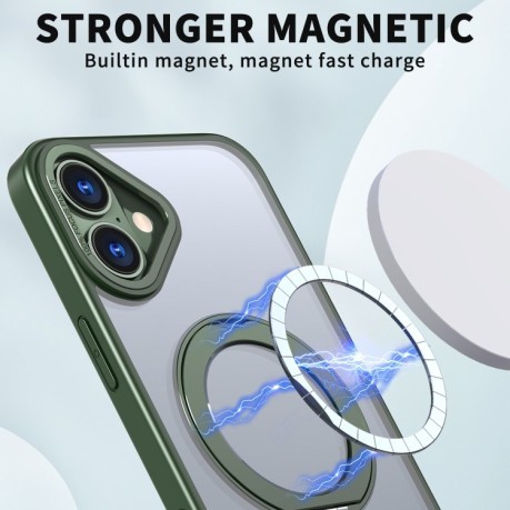 Противоударный чехол Wing Series MagSafe Magnetic Ring Holder для iPhone 16 Plus - зеленый