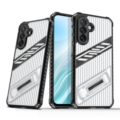Противоударный чехол Plating Holder PC Hybrid TPU для Samsung Galaxy A36 / A56 5G - черный
