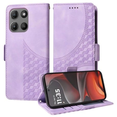 Чохол-книжка Embossed Rhombus Starry Leather для Motorola Moto G15/G15 Power - фіолетовий