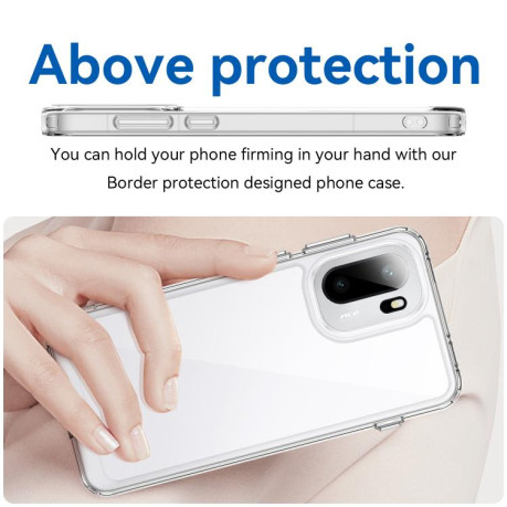 Противоударный чехол Colorful Acrylic Series с цветной силиконовой боковиной для OnePlus Ace 6 5G — прозрачный