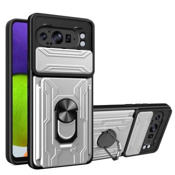 Чехол со шторкой на камеру Sliding Camshield и подставкой на Google Pixel 9 Pro XL - белый