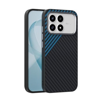 Ультратонкий чохол ABEEL C Carbon Fiber Series 6D Micro Relief MagSafe для Xiaomi Redmi K90/Poco F8 Pro — чорний/синій