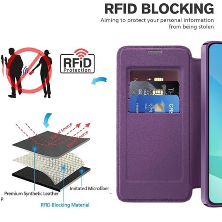 Чохол-книжка Shield MagSafe RFID Anti-theft Leather  для Samsung Galaxy A16 5G - фіолетовий