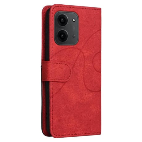 Чохол-книжка Dual-color Splicing Flip Leather на Xiaomi Redmi 15C 4G EU / 15C 5G 173.1mm - червоний