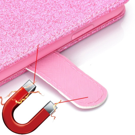 Чехол-книжка Glitter Powder на iPhone 12/12 Pro - розовый