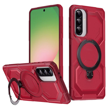 Противоударный чехол Frosted MagSafe Holder для Samsung Galaxy A36 5G - красный