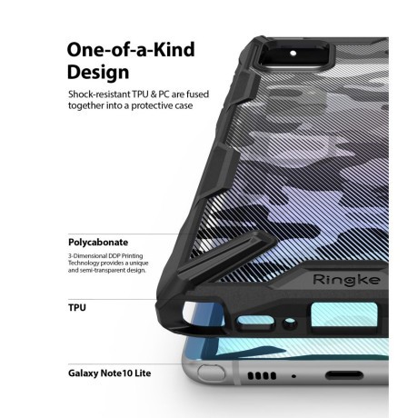 Оригинальный чехол Ringke Fusion X Design durable для Samsung Galaxy Note 10 Lite Camo Black (XDSG0028)