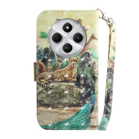 Чехол-книжка 3D Painting для Xiaomi Redmi 14C 4G/Poco C75/Redmi A4 5G - Zoo