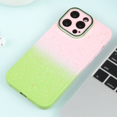 Протиударний чохол Frosted Lens MagSafe для iPhone 15 – рожево-зелений