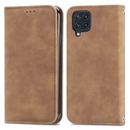 Чехол-книжка Retro Skin Feel Business Magnetic на Samsung Galaxy M32/A22 4G - коричневый