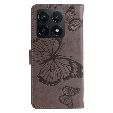 Чохол-книжка Embossed Butterfly для Xiaomi 14T - сірий