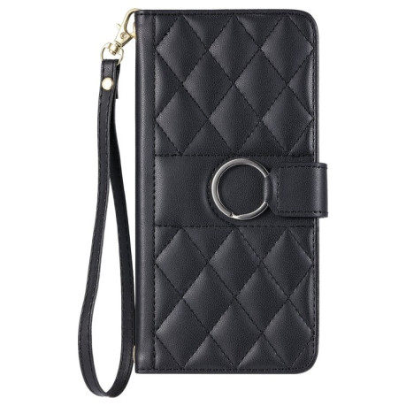 Чехол-книжка Ring Buckle Rhombic Leather для Google Pixel 8a - черный