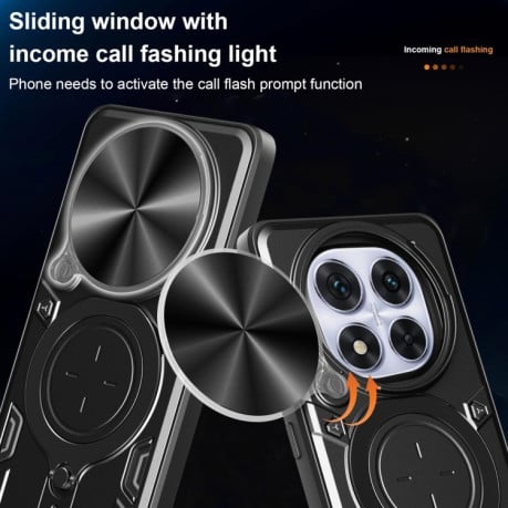 Протиударний чохол CD Texture Sliding Camshield Magnetic Holder на Xiaomi Redmi Note 14 Pro 5G/Poco X7 - чорний