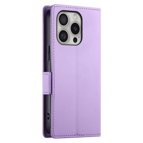 Чехол-книжка Side Buckle Magnetic Frosted Leather для iPhone 16 Pro - фиолетовый