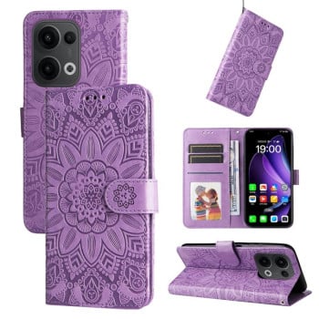 Чехол-книжка Embossed Sunflower для OPPO Reno13 Global - фиолетовый
