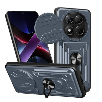 Чехол со шторкой на камеру Sliding Camshield и подставкой на Xiaomi Redmi Note 14 Pro 4G - серый