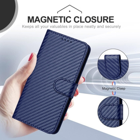 Чехол-книжка Carbon Fiber Texture на Xiaomi Redmi Note 14 Pro+ 5G - синий
