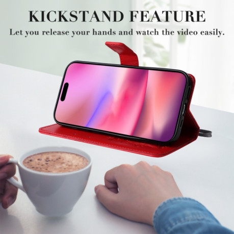 Чохол-книжка Embossed Butterfly для iPhone 16 – червоний