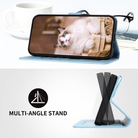 Чехол-книжка Cartoon Cats Leather для OPPO Reno13 Pro 5G Global - синий
