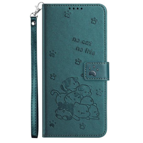 Чохол-книжка Embossed Kitten Phone Leather для OPPO A5 Pro 5G Global - зелений