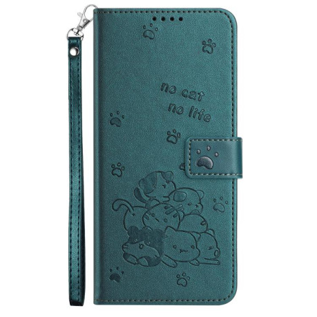 Чехол-книжка Embossed Kitten Phone Leather для Xiaomi Redmi A5 4G / Poco C71 - зеленый
