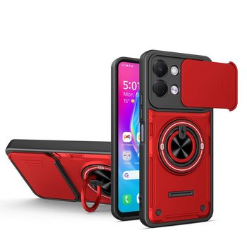 Протиударний чохол зі шторкою камери Sliding Camshield та кільцем-підставкою на Tecno Spark Go 3 / Pop 20 4G — червоний
