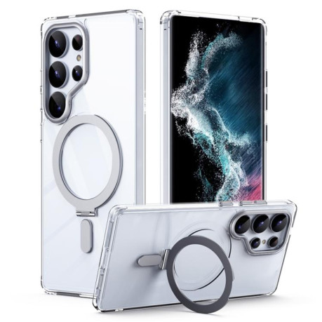 Чохол MagSafe Airbag Shockproof Frosted with Fold Holder  для Samsung Galaxy S25 Ultra 5G - сріблястий