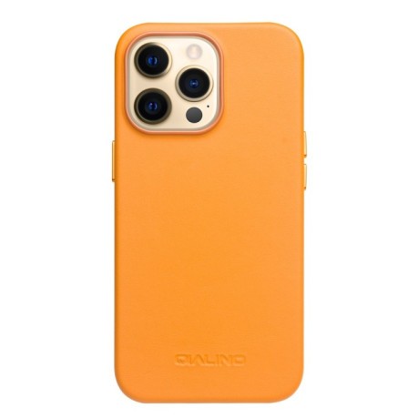 Кожаный чехол QIALINO Nappa Leather Case (with MagSafe Support) для iPhone 13 Pro Max - оранжевый