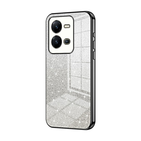 Ударозащитный чехол Gradient Glitter Powder Electroplated на Vivo V25 / V25e - черный