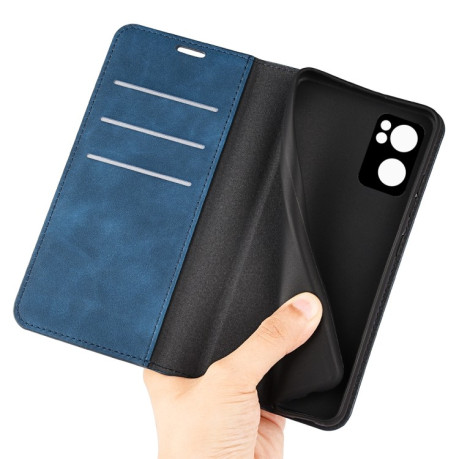 Чохол-книжка Retro Skin Feel Business Magnetic на OPPO Reno7 5G - синій